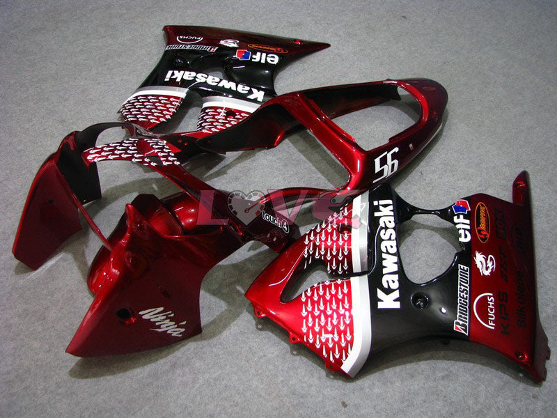 Nakano - Red Black Fairings and Bodywork For 2000-2002 NINJA ZX-6R #LF6127
