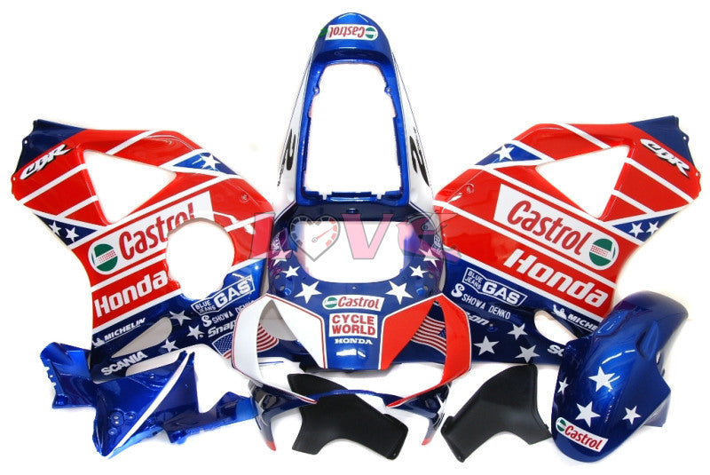Castrol - Red Blue Fairings and Bodywork For 2002-2003 CBR954RR #LF5226