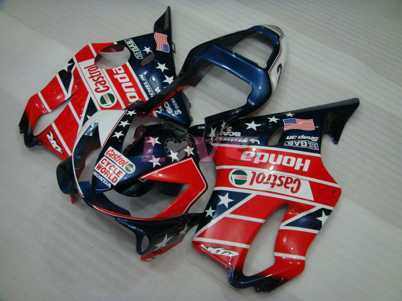 Castrol - Red Blue Fairings and Bodywork For 2001-2003 CBR600F4i #LF7677