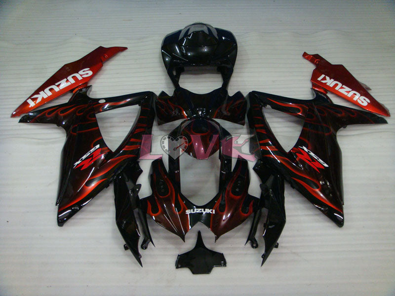 Flame - Red Black Fairings and Bodywork For 2008-2010 GSX-R750 #LF3930