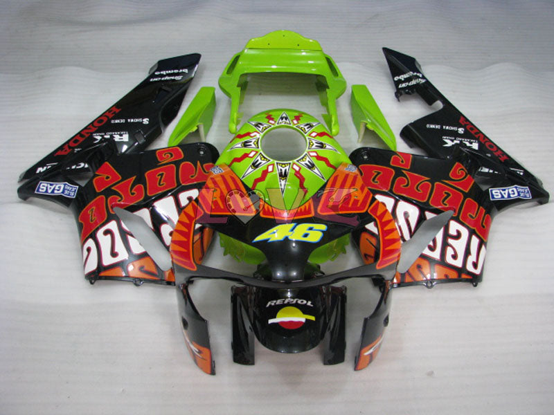 Rossi - Green Black Fairings and Bodywork For 2003-2004 CBR600RR #LF5377