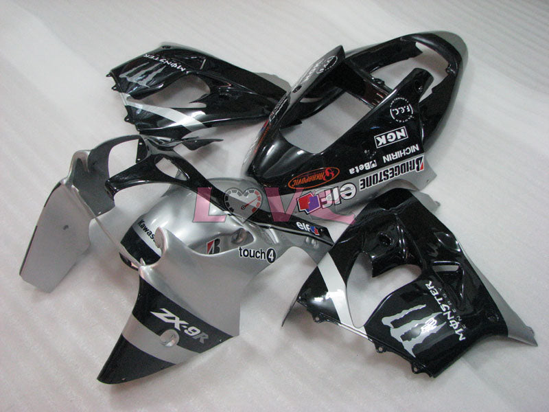 Monster - Black Silver Fairings and Bodywork For 2002-2003 NINJA ZX-9R #LF3291