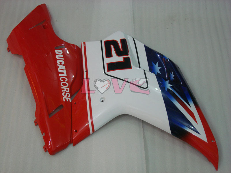 Factory Style - Red White Fairings and Bodywork For 2007-2009 1098 #LF3132