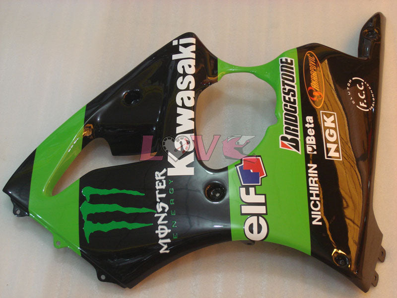 Monster - Green Black Fairings and Bodywork For 2000-2002 NINJA ZX-6R #LF6139