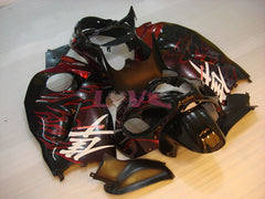 Flame - Red Black Fairings and Bodywork For 1999-2007 Hayabusa #LF3744