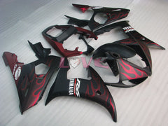 Flame - Red Black Matte Fairings and Bodywork For 2003-2004 YZF-R6 #LF3547