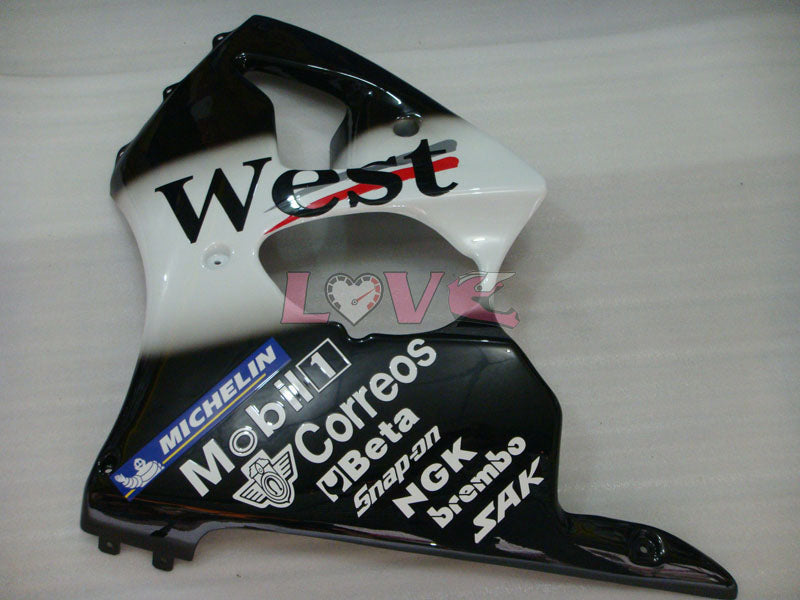 MICHELIN West - White Black Fairings and Bodywork For 2000-2002 Ninja ZX-6R #LF5118
