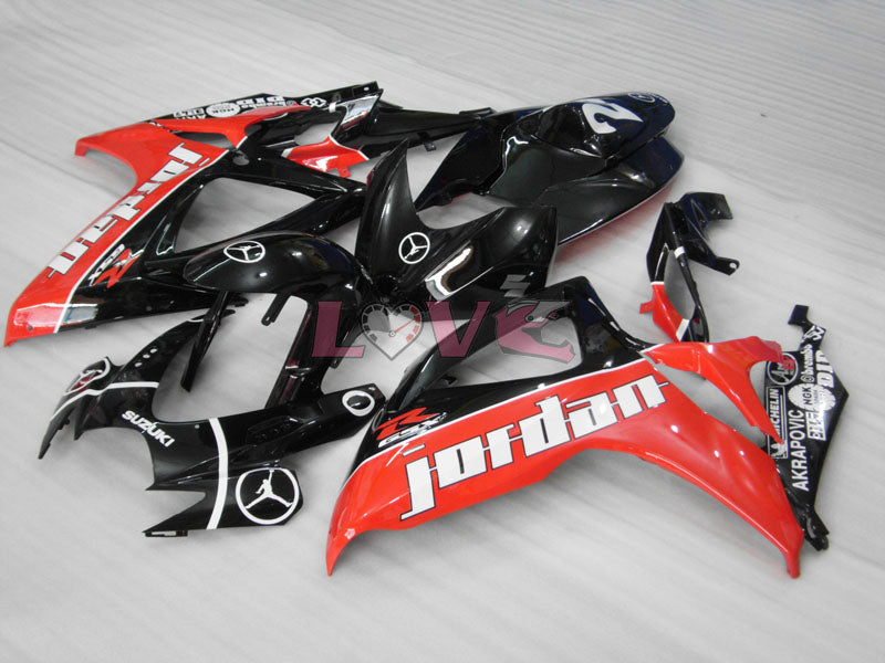 Jordan - Red Black Fairings and Bodywork For 2006-2007 GSX-R600 #LF6351