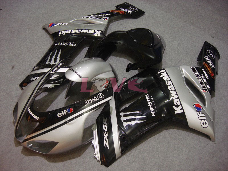 Monster - White Black Fairings and Bodywork For 2007-2008 NINJA ZX-6R #LF5910