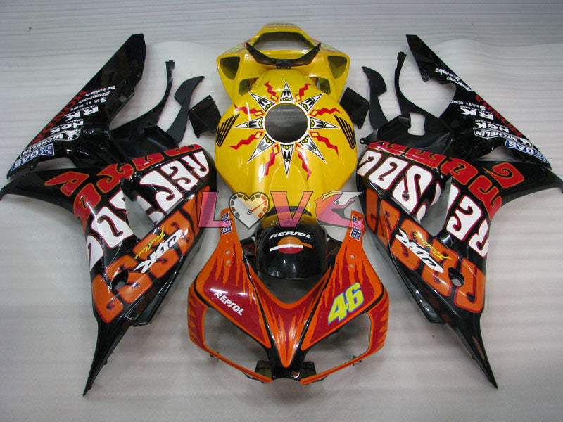 Rossi - Yellow Black Fairings and Bodywork For 2006-2007 CBR1000RR #LF7184