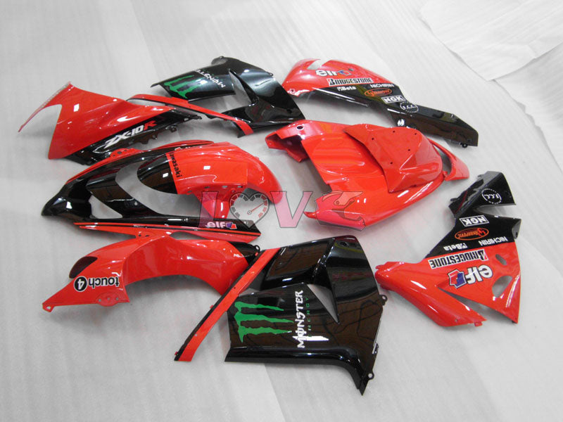 Monster - Red Black Fairings and Bodywork For 2004-2005 Ninja ZX-10R #LF3272