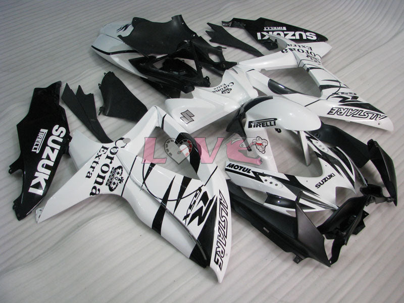 Corona - White Black Fairings and Bodywork For 2008-2010 GSX-R600 #LF3947