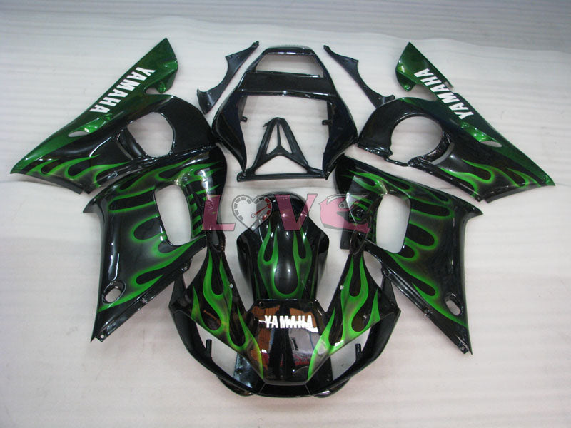 Flame - Green Black Fairings and Bodywork For 1998-2002 YZF-R6 #LF3382