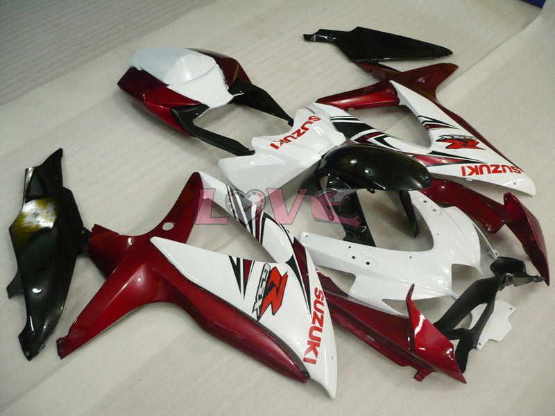 Factory Style - Red wine White Fairings and Bodywork For 2008-2010 GSX-R600 #LF3965