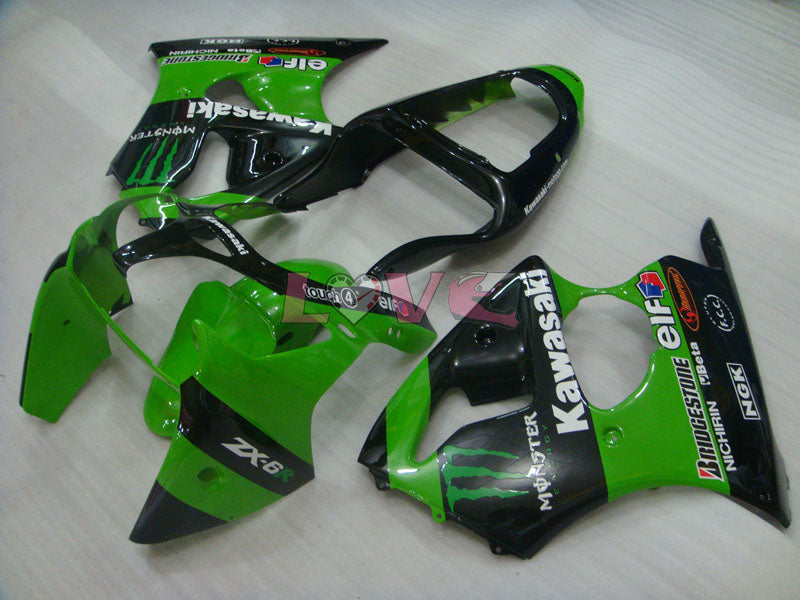 Monster - Green Black Fairings and Bodywork For 2000-2002 NINJA ZX-6R #LF3323
