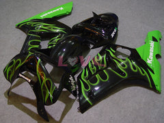 Flame - Green Black Fairings and Bodywork For 2003-2004 NINJA ZX-6R #LF6067