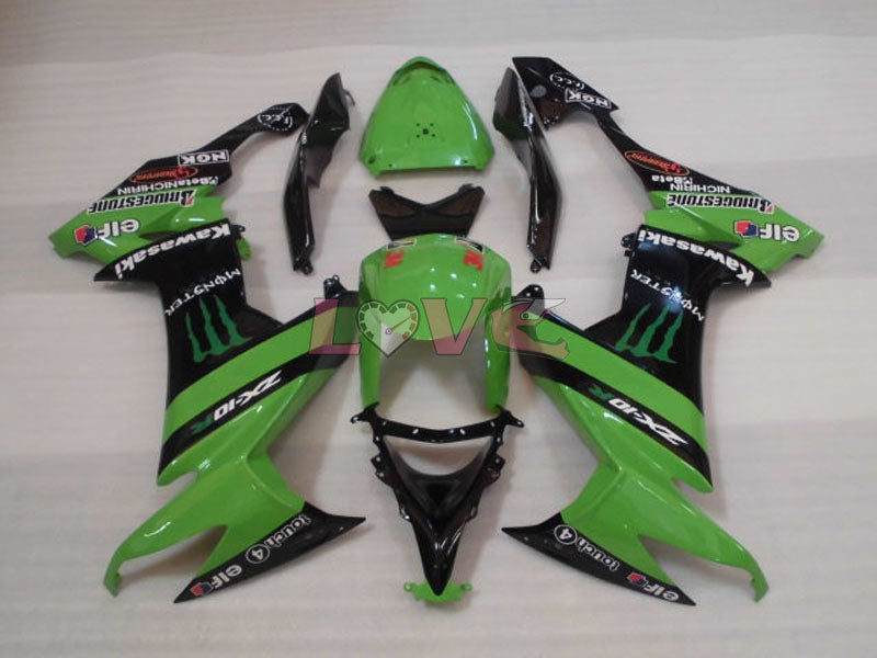 Monster - Green Black Fairings and Bodywork For 2008-2010 NINJA ZX-10R #LF3253