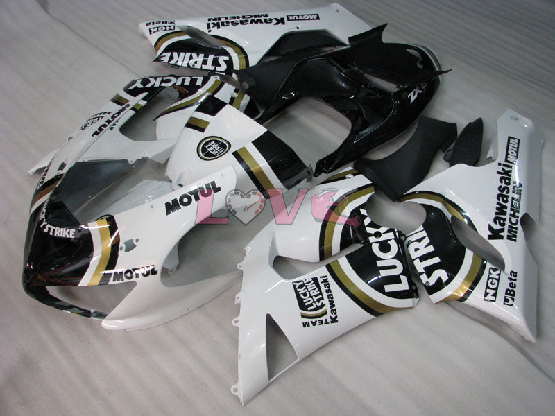 Lucky Strike - White Black Fairings and Bodywork For 2005-2006 NINJA ZX-6R #LF5991