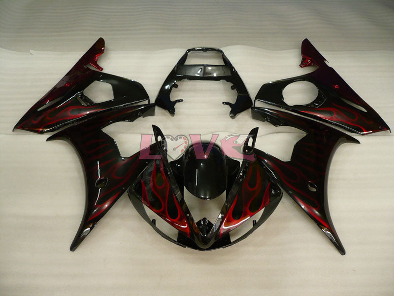 Flame - Red Black Fairings and Bodywork For 2005 YZF-R6 #LF3489