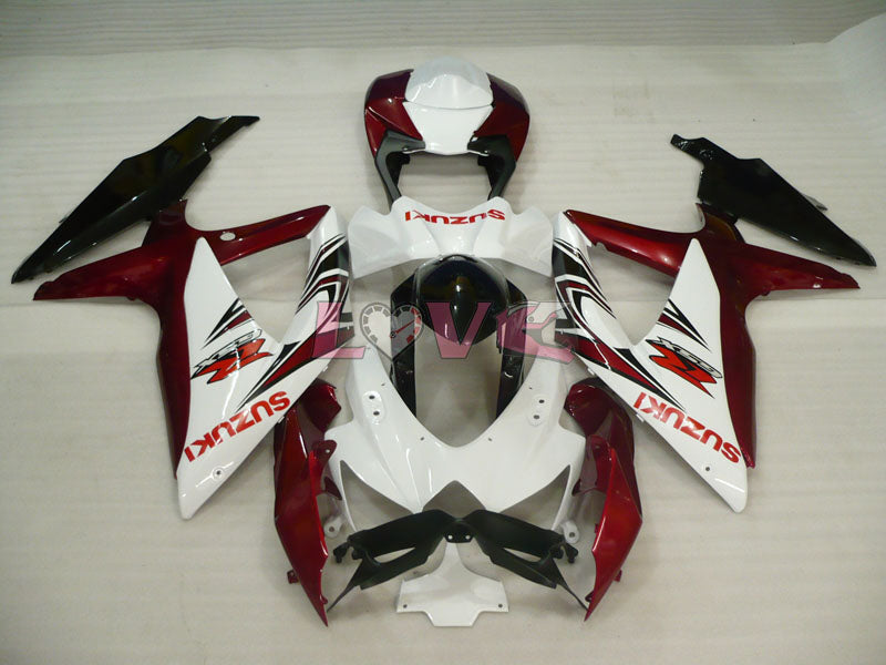 Factory Style - Red wine White Fairings and Bodywork For 2008-2010 GSX-R600 #LF3965
