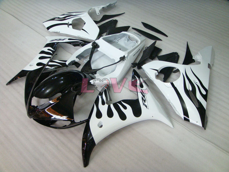 Flame - White Black Fairings and Bodywork For 2005 YZF-R6 #LF5293
