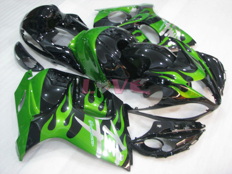 Flame - Green Black Fairings and Bodywork For 2008-2020 Hayabusa #LF3775