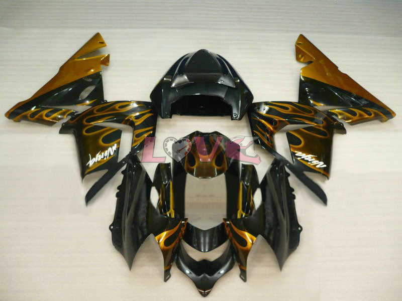 Flame - White Black Fairings and Bodywork For 2004-2005 NINJA ZX-10R #LF6316