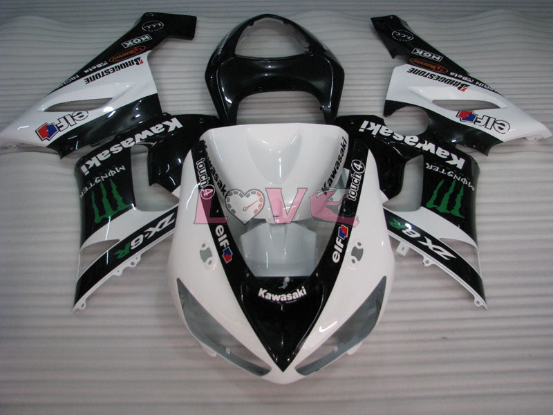 Monster - White Black Fairings and Bodywork For 2005-2006 NINJA ZX-6R #LF3305