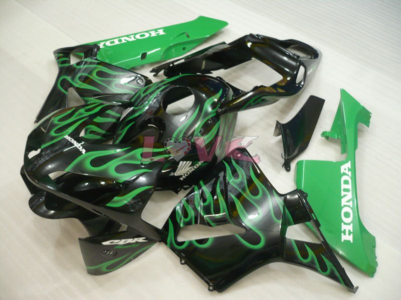 Flame - Green Black Fairings and Bodywork For 2003-2004 CBR600RR #LF4468