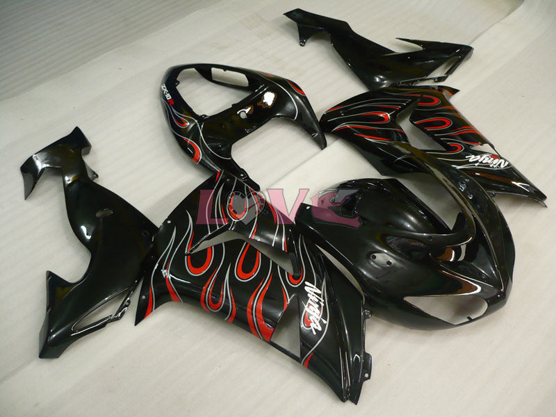 Flame - White Black Fairings and Bodywork For 2006-2007 NINJA ZX-10R #LF6258