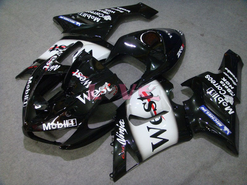 West - White Black Fairings and Bodywork For 2005-2006 NINJA ZX-6R #LF5963