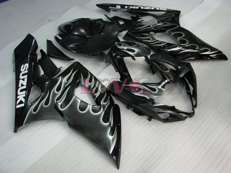 Flame - White Black Fairings and Bodywork For 2005-2006 GSX-R1000 #LF5893