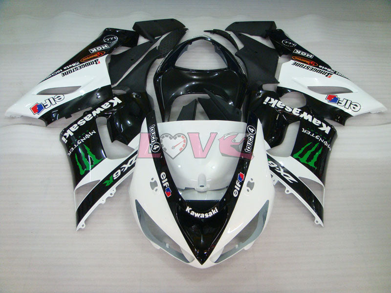 Monster - White Black Fairings and Bodywork For 2005-2006 NINJA ZX-6R #LF3306