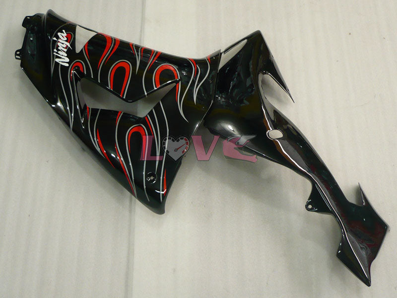 Flame - White Black Fairings and Bodywork For 2006-2007 NINJA ZX-10R #LF6258