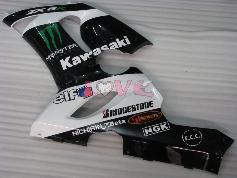 Monster - White Black Fairings and Bodywork For 2005-2006 NINJA ZX-6R #LF3305