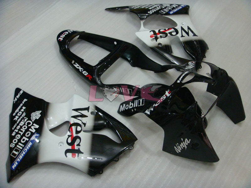 MICHELIN West - White Black Fairings and Bodywork For 2000-2002 Ninja ZX-6R #LF5118