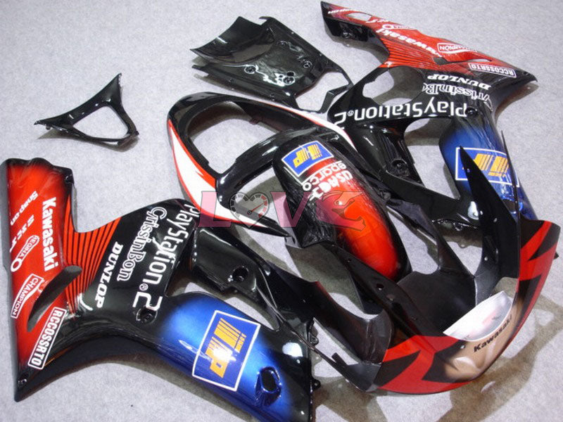 Play Station - Red Black Fairings and Bodywork For 2003-2004 NINJA ZX-6R #LF6042