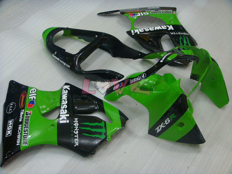 Monster - Green Black Fairings and Bodywork For 2000-2002 NINJA ZX-6R #LF3323