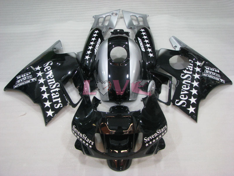 SevenStars - Black Silver Fairings and Bodywork For 1991-1994 CBR600F2 #LF4536