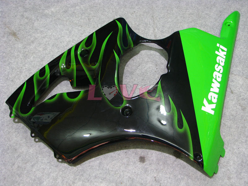 Flame - Green Black Fairings and Bodywork For 2000-2002 NINJA ZX-6R #LF3334