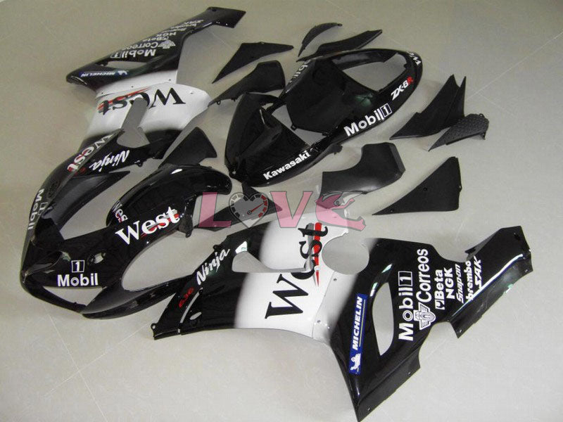 West - White Black Fairings and Bodywork For 2005-2006 NINJA ZX-6R #LF5968
