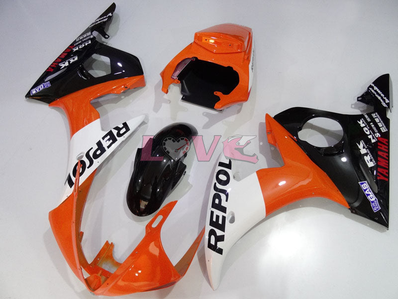 Repsol - Orange White Black Fairings and Bodywork For 2005 YZF-R6 #LF3496