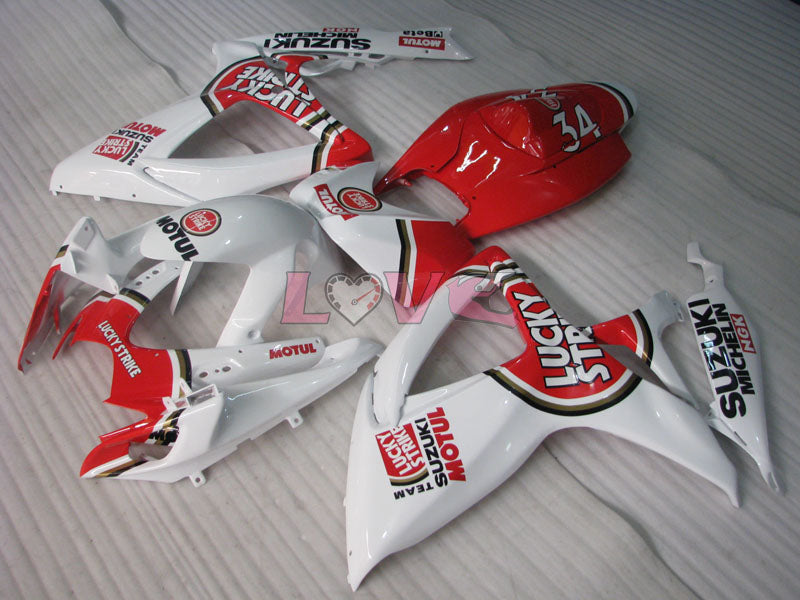 Lucky Strike - Red White Fairings and Bodywork For 2006-2007 GSX-R750 #LF3983