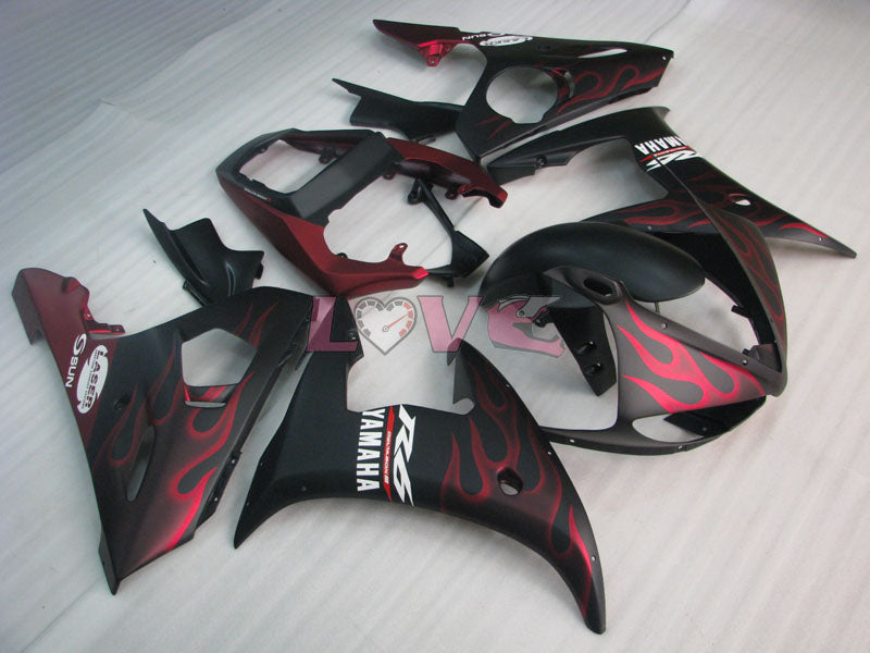 Flame - Red Black Matte Fairings and Bodywork For 2005 YZF-R6 #LF3503