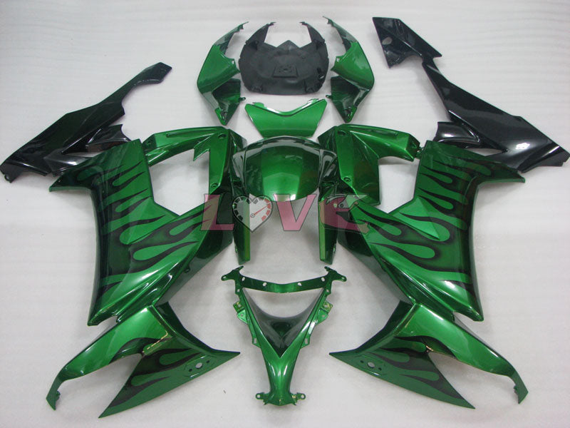 Flame - Green Black Fairings and Bodywork For 2008-2010 NINJA ZX-10R #LF3259
