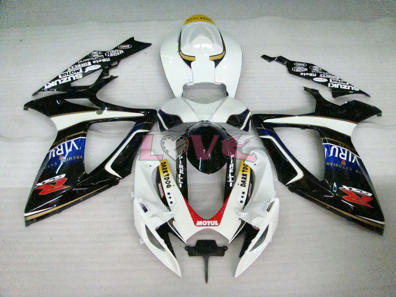 MOTUL VIRU - White Black Fairings and Bodywork For 2006-2007 GSX-R600 #LF6252