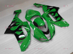 Flame - Green Black Fairings and Bodywork For 2007-2008 NINJA ZX-6R #LF5922