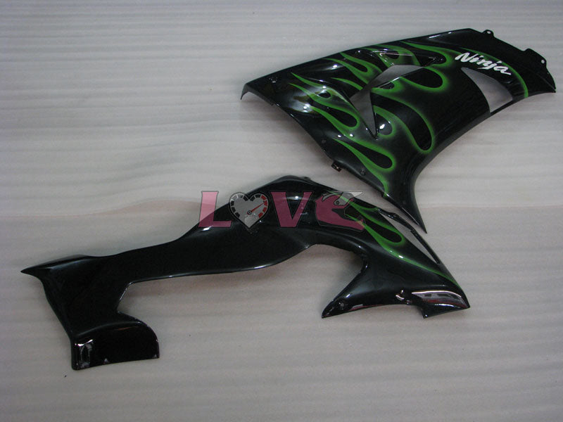 Flame - Green Black Fairings and Bodywork For 2006-2007 NINJA ZX-10R #LF6247