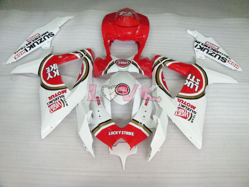 Lucky Strike MICHELIN MOTUL - Red White Fairings and Bodywork For 2008-2010 GSX-R600 #LF6213