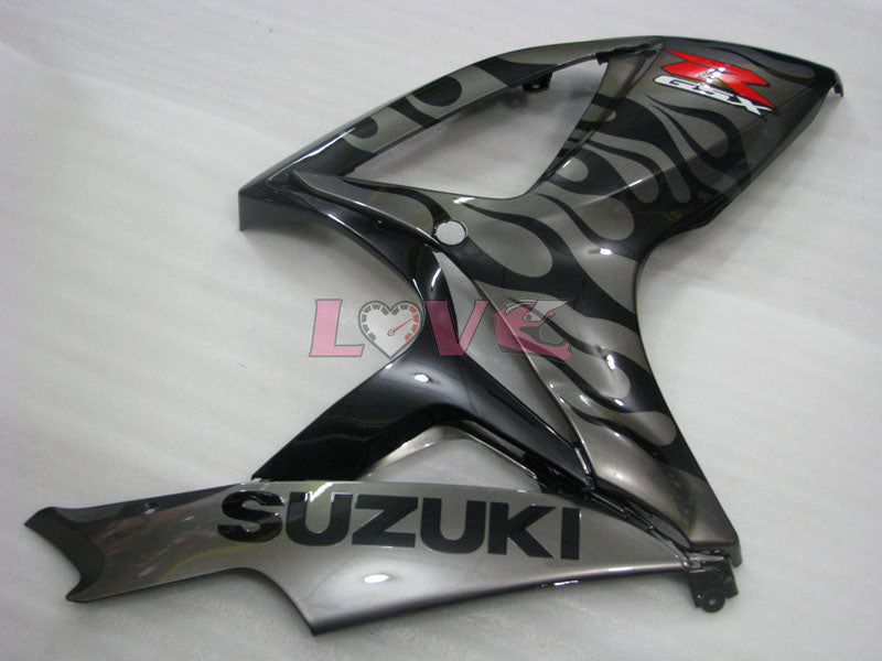 Flame - Black Silver Fairings and Bodywork For 2006-2007 GSX-R600 #LF6354